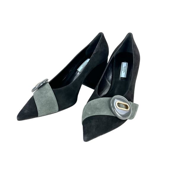 Prada Suede Button Pumps - Picture 1 of 8